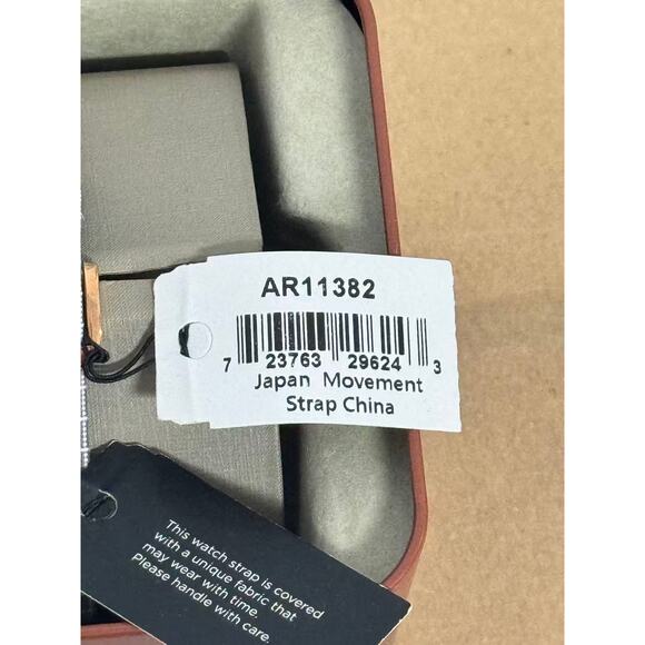 Emporio Armani AR11382 Two-Hand Grey Grid-Pattern Printed Fabric Watch - Picture 5 of 5